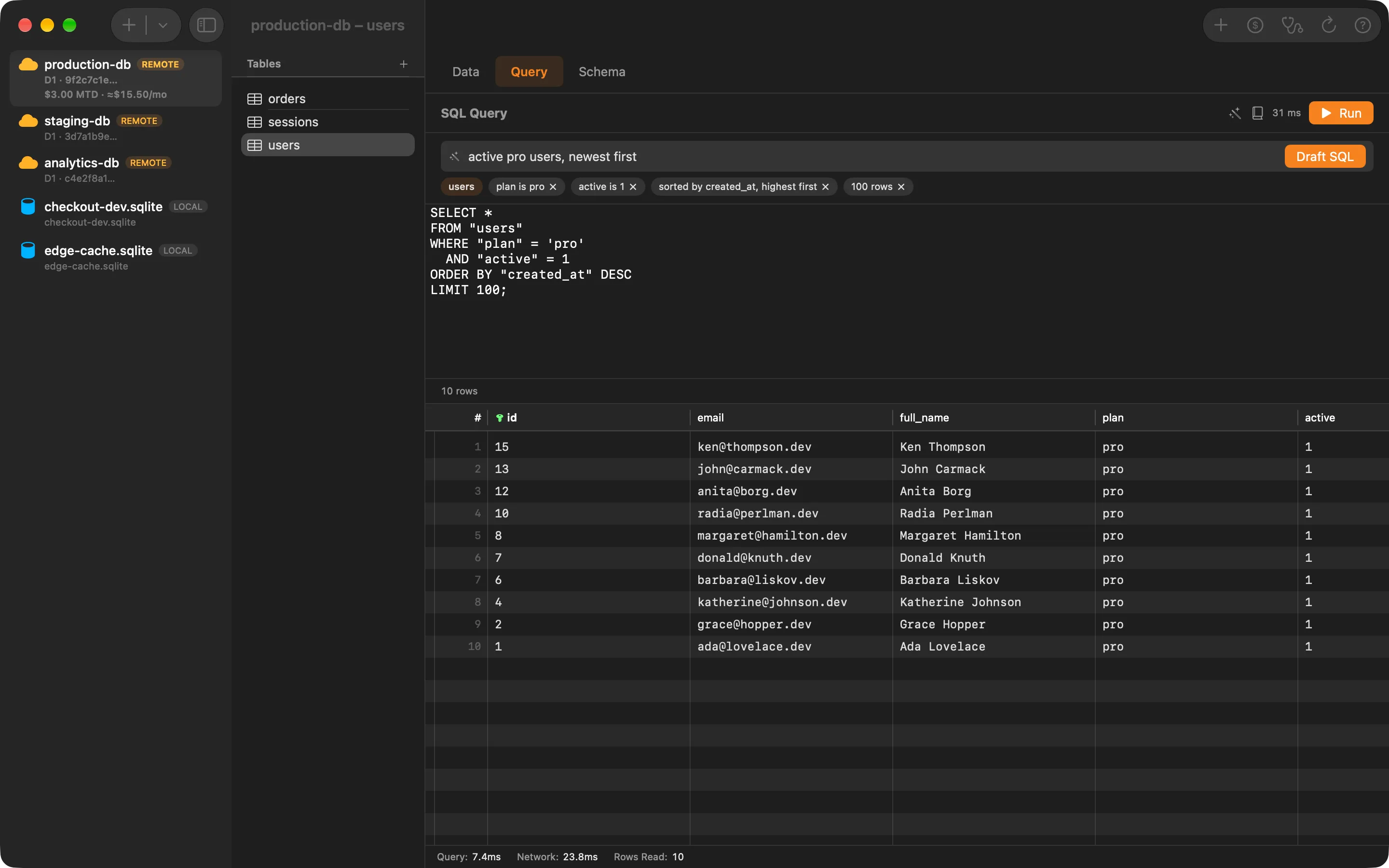 Draft SQL — Ask in plain English, get SQL