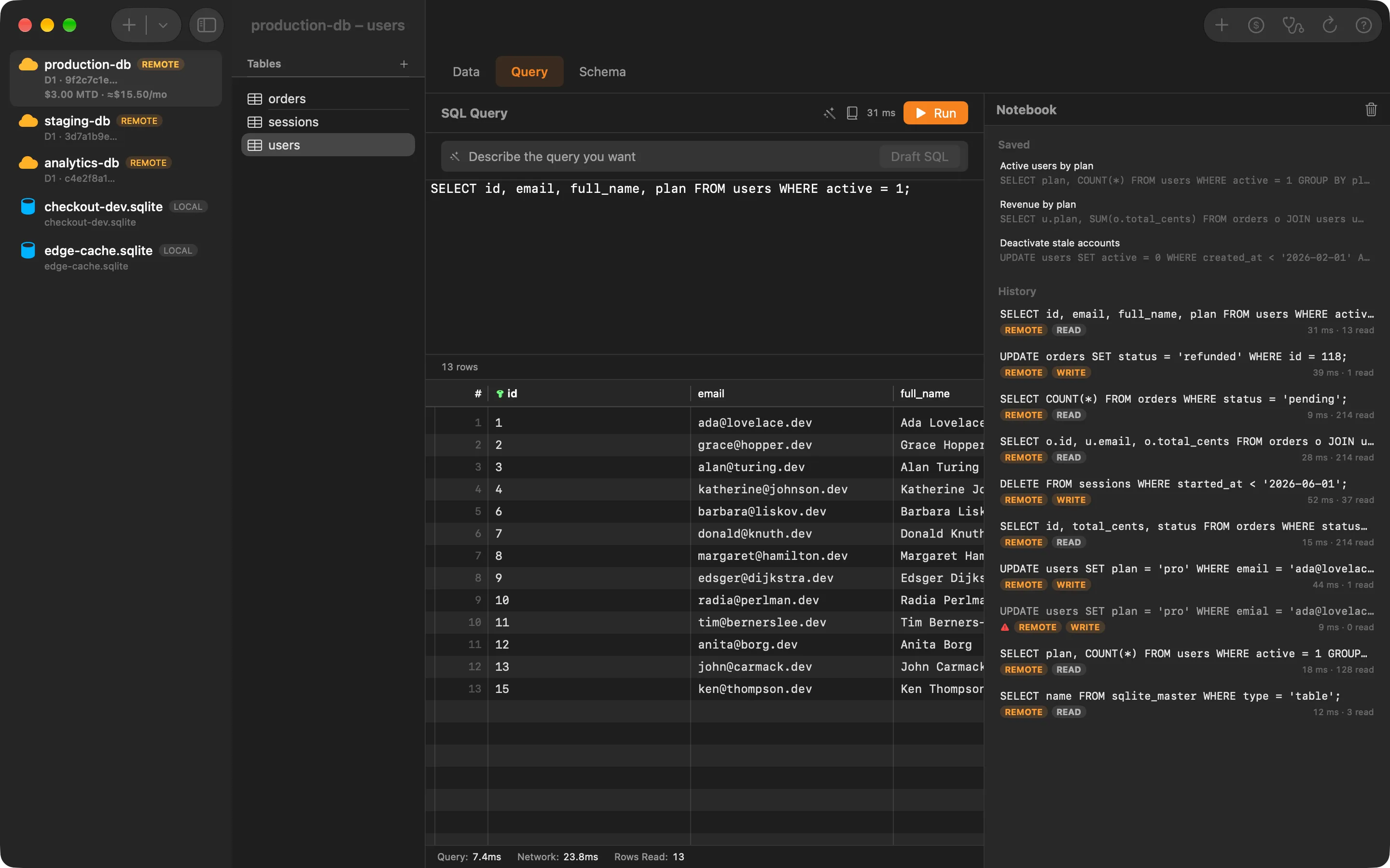 Query Notebook — Keep the query that fixed production